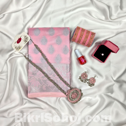 Premium Silk Katan Saree Combo Pack – Pink